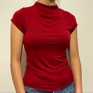 papermoon red mock neck top